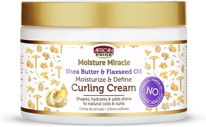 African Pride Moisture Miracle Shea Butter and Flaxseed Oil Curling Cream 12oz
