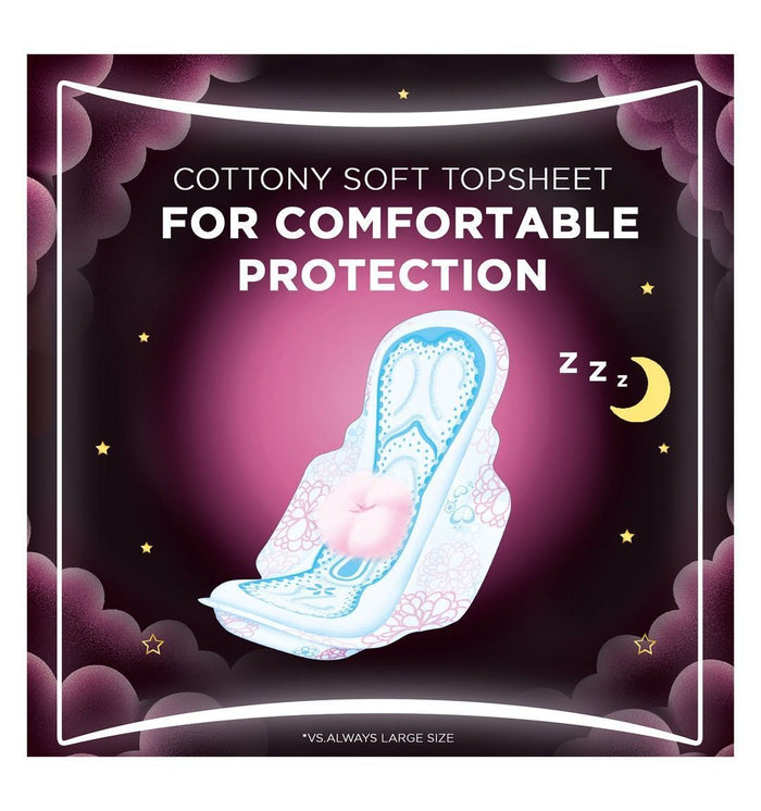Always DreamZzz Cotton Soft Maxi Thick Night Pads with Wings, 24 Pieces - Makkah Pharmacy