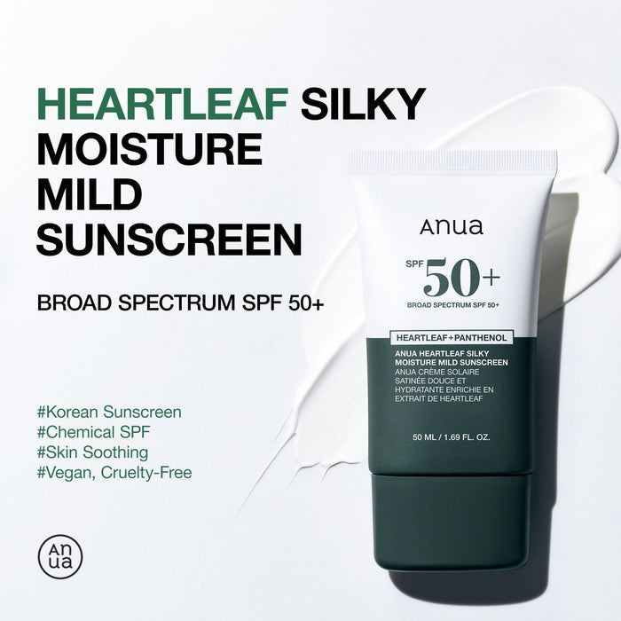 ANUA Heartleaf + Panthenol Silky Moisture Mild Sunscreen SPF50+ 50ml