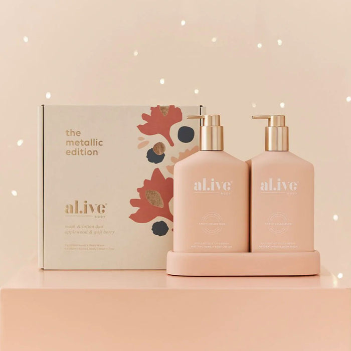 al.ive body Applewood & Goji Berry - Hand & Body Wash/Lotion Duo Metallic Edition Christmas