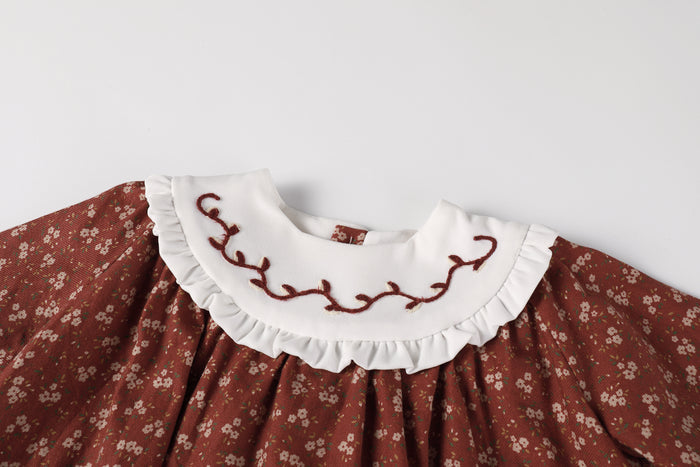 Floral Burnt Red Bib Dresses