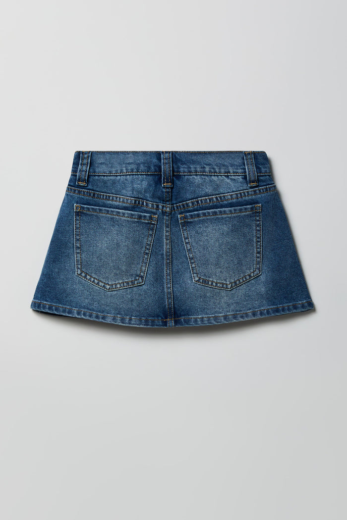 Girls Studded Stretch Denim Skort