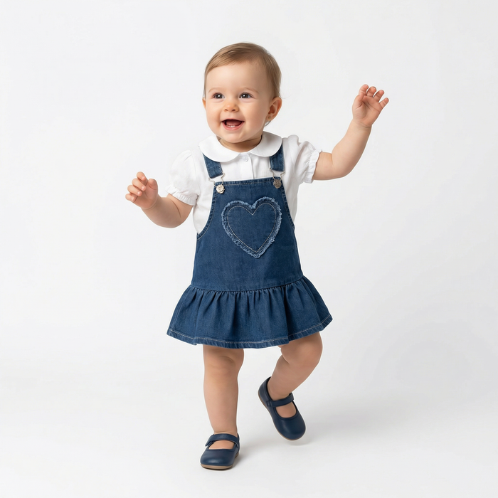 Heart Overall Baby Girls Set