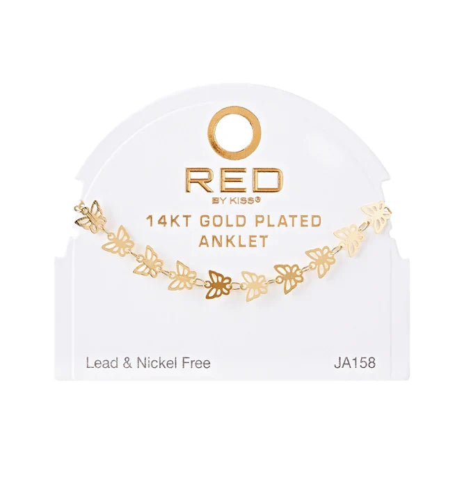 Red by Kiss 14kt Gold Plated Anklet Dainty Butterfly JA158