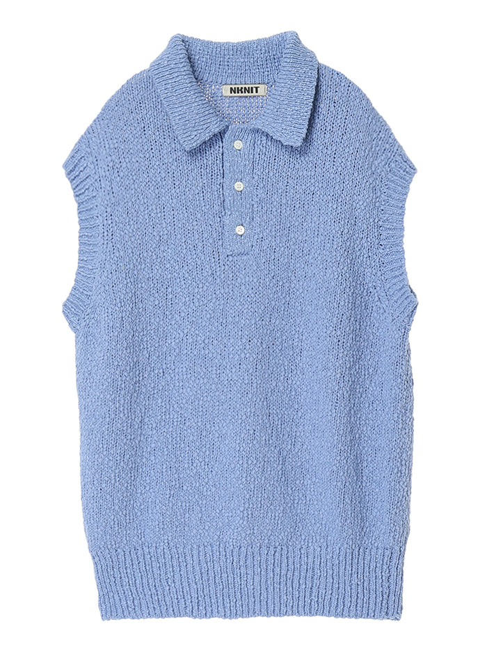 sleeveless KNIT polo shirt