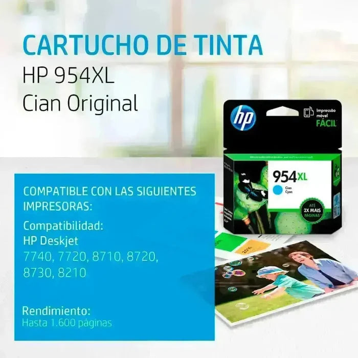 Tinta HP 954XL Cyan - L0S62AL | OfficeJet Pro 7740/8210/8710/8720/8740 | 1,600 páginas - Panamá