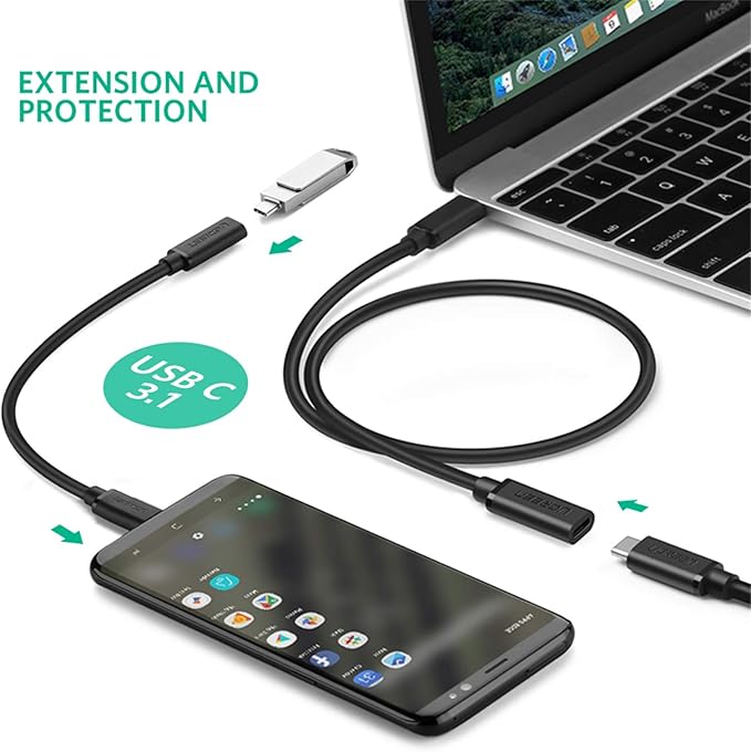UGREEN USB-C Extension Cable (0.5m, USB 3.1 Gen 2, Black) - Image 4 - Office R Us