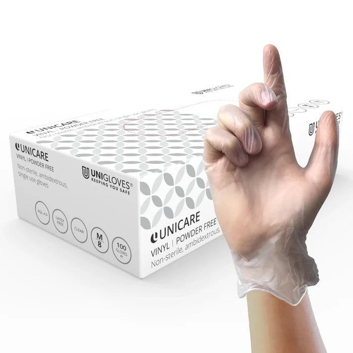 Unigloves Clear Vinyl Powder Free Gloves Small