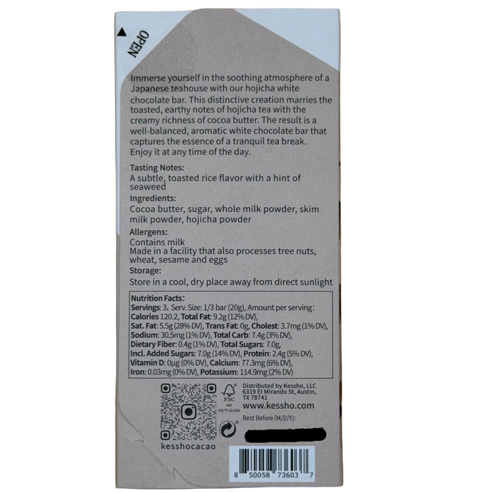 KESSHO Hojicha White Chocolate Bar