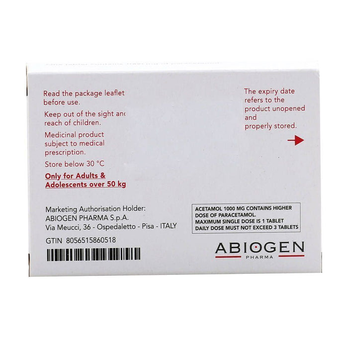 Acetamol 1000mg Paracetamol, 16 Tablets - Makkah Pharmacy