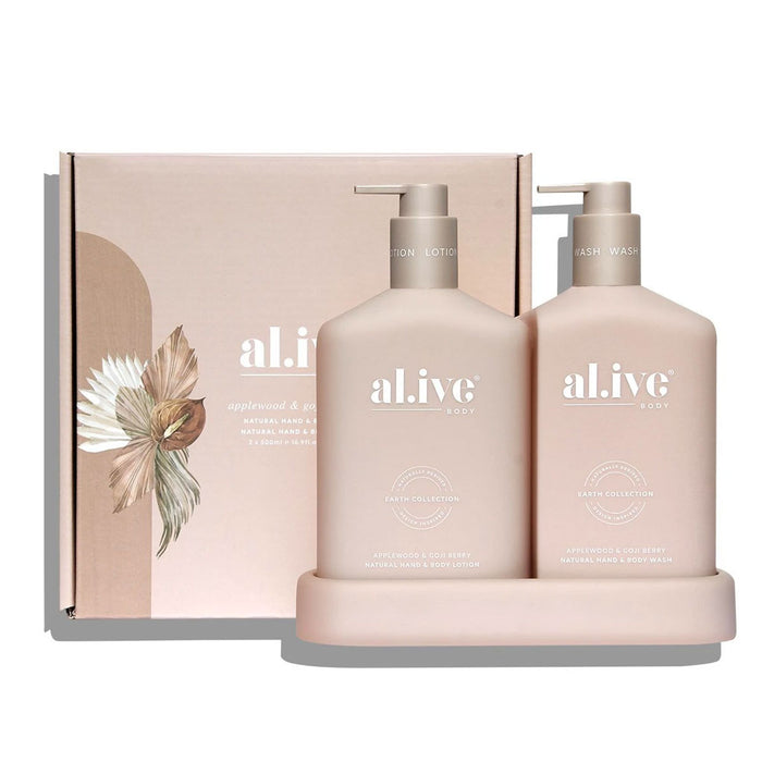 al.ive body Applewood & Goji Berry - Hand & Body Wash/Lotion Duo Nudie Glow Australia