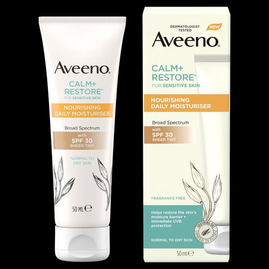 Aveeno Calm + Restore Tinted Nourishing Daily  Moisturizer Sunscreen SPF30 for Sensitive Skin-50ml