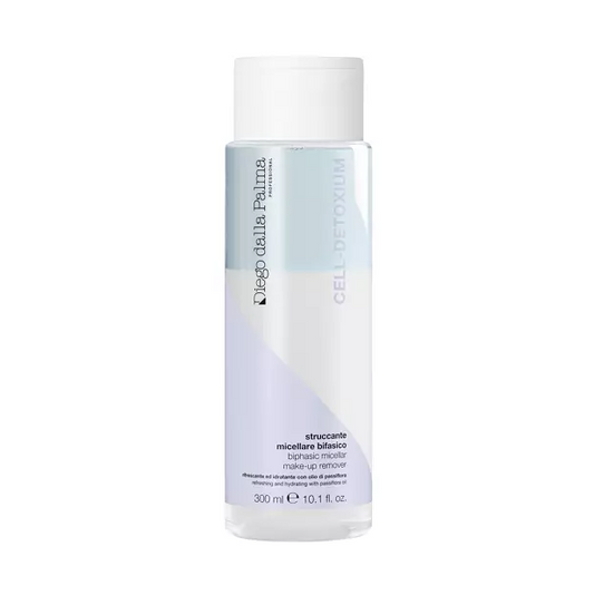 Make-up remover bottle with label on a white background
