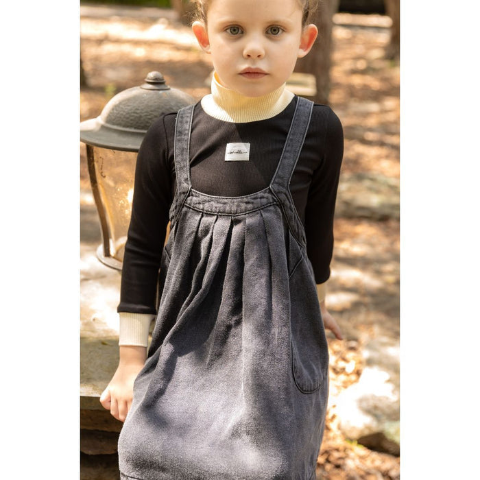 Black Denim Button Jumper