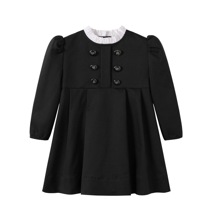 Black Taffeta Double Breasted Dress