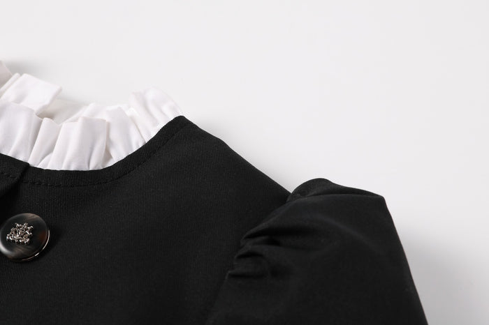 Black Taffeta Double Breasted Dress
