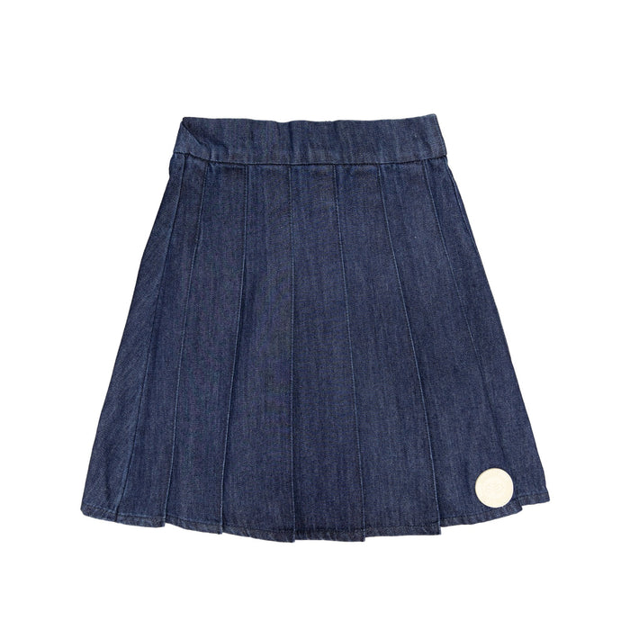 Blue Denim Pleated Skirt