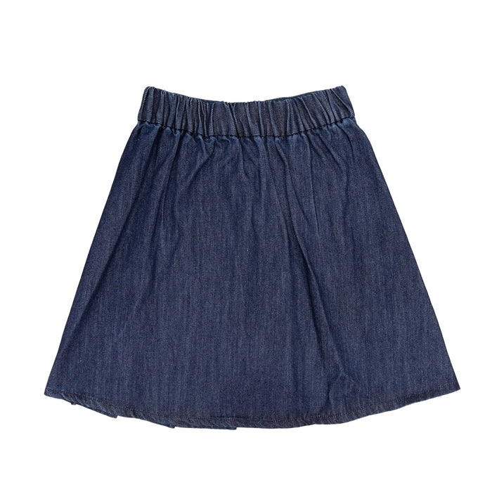 Blue Denim Pleated Skirt