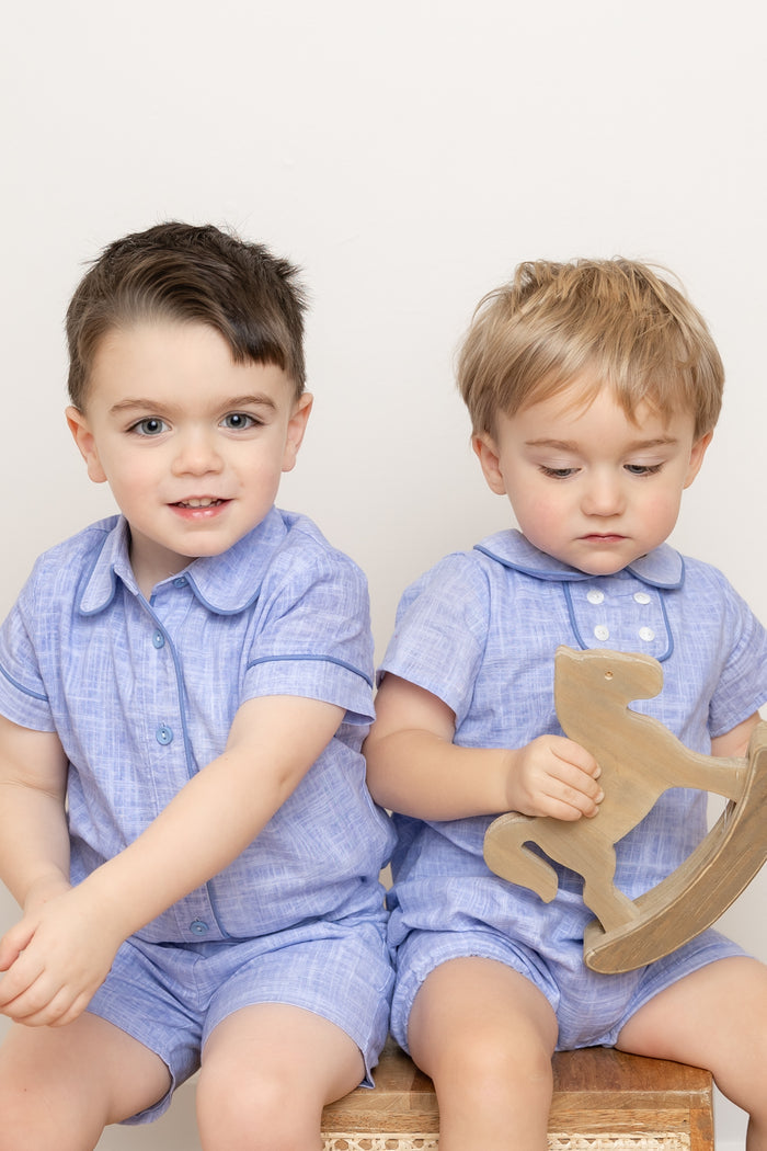 Blue Linen Romper