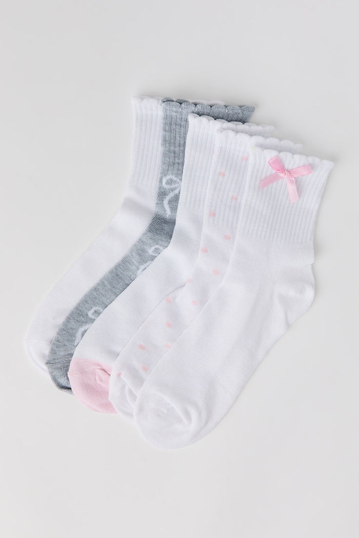 Bow Quarter Socks (5 Pack)