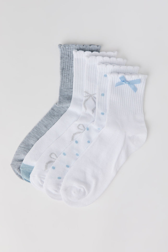 Bow Quarter Socks (5 Pack)