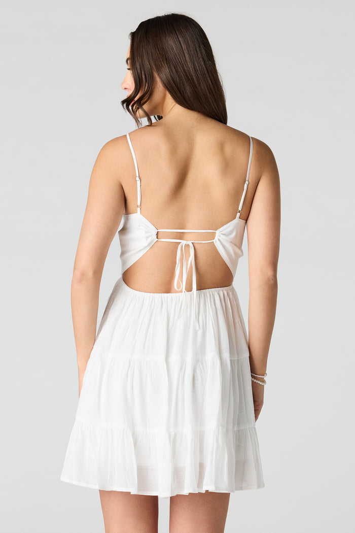 Braless Tie Back Tiered Mini Dress