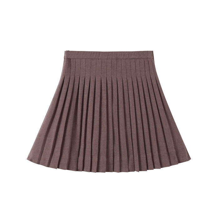 Brown Pleated Skirt