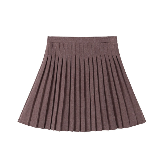 Brown Pleated Skirt