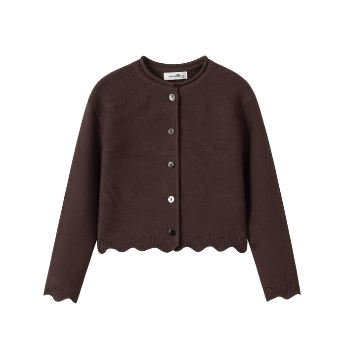Brown Scallop Cardigan