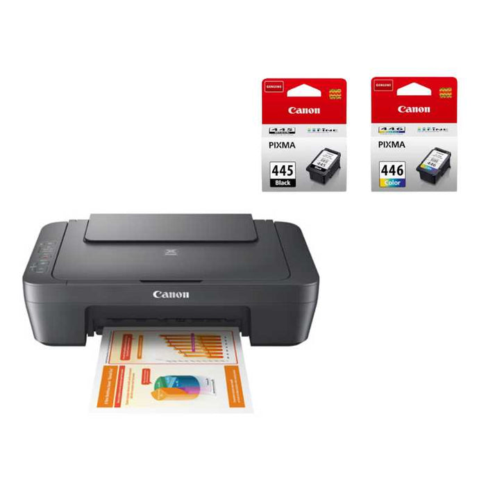Canon PIXMA MG2541S + Canon 445 Black and 446 Tri-Colour Original Ink Bundle