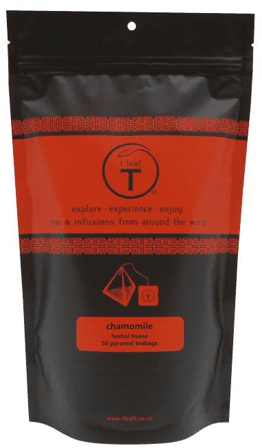 Chamomile pyramids Pyramid pouch 200s detail view | pyramid tea bags New Zealand | t leaf T