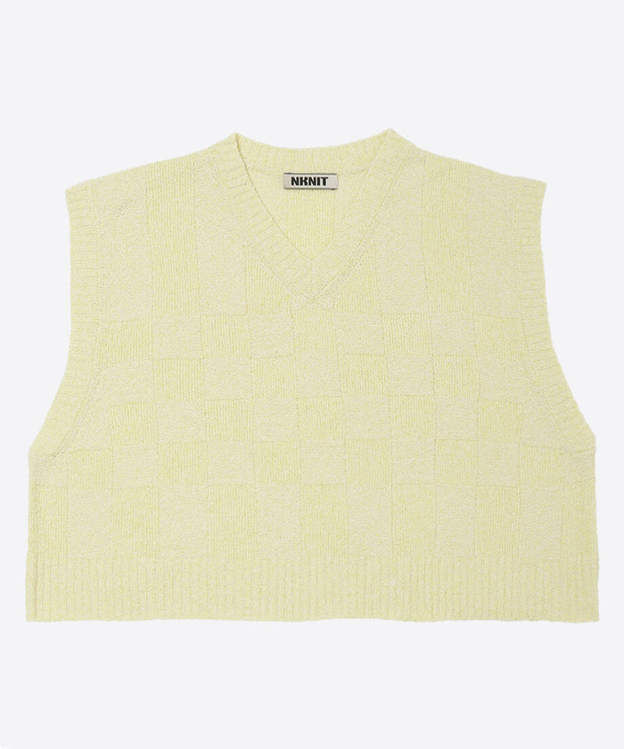 check stripe knit vest_4