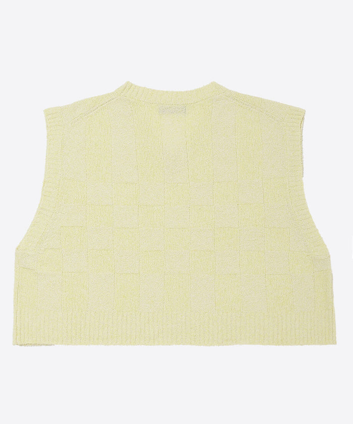 check stripe knit vest_7