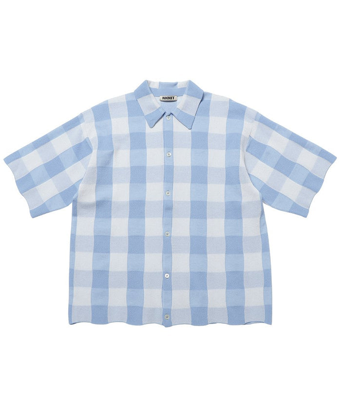 checker pattern KNIT shirt_4