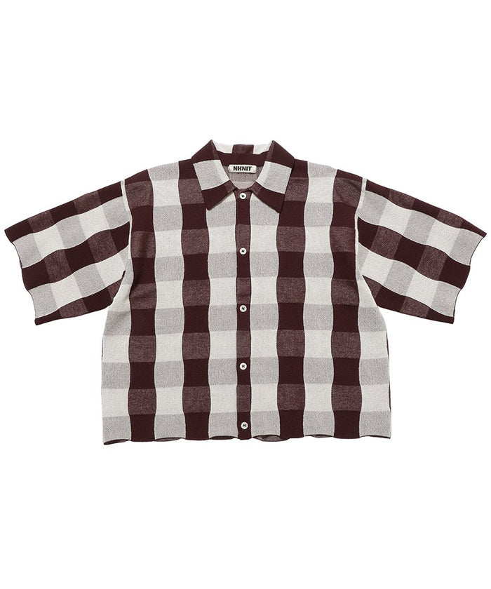 checker pattern KNIT shirt_8