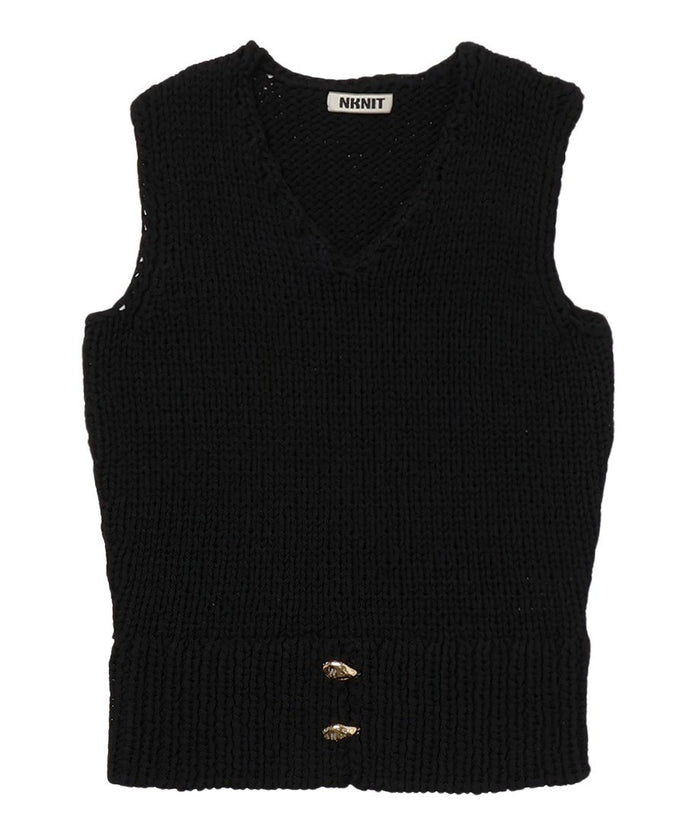 cord yarn V-neck KNIT vest_3