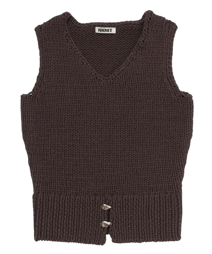 cord yarn V-neck KNIT vest_5