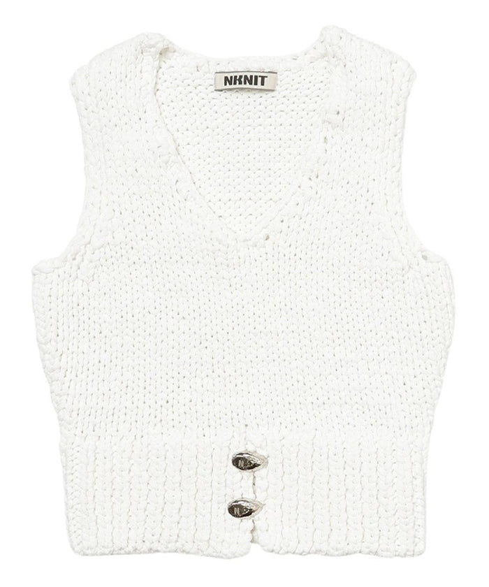 cord yarn V-neck KNIT vest_6