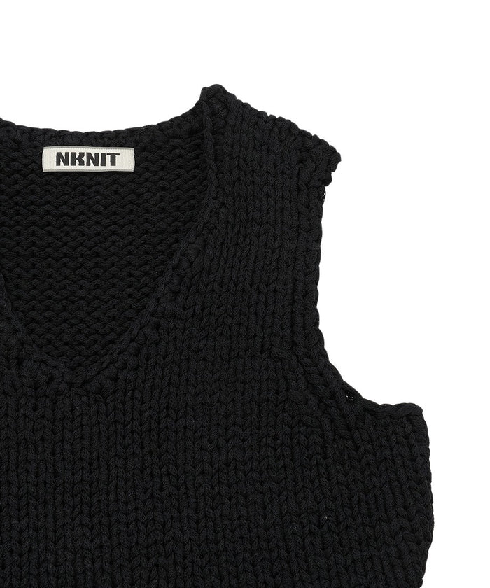 cord yarn V-neck KNIT vest_8