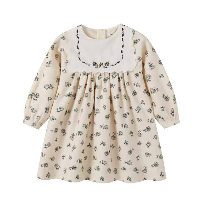 Corduroy Cream Floral Dress