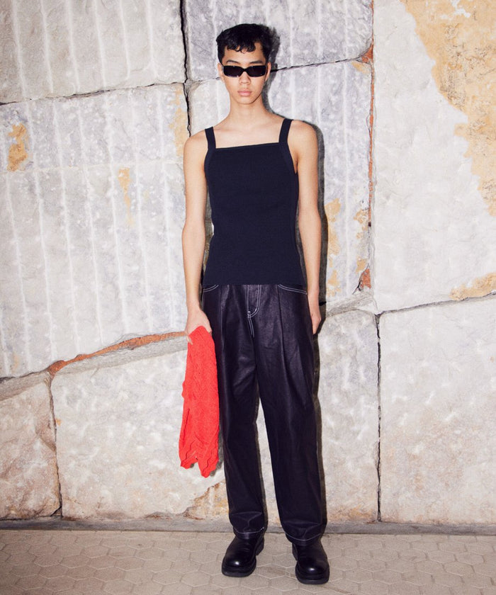 cotton rib square knit tank top_1