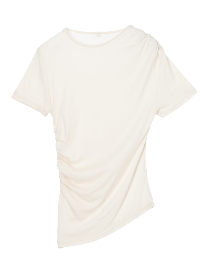 cotton/cashmere asymmetry  gatherT-shirt