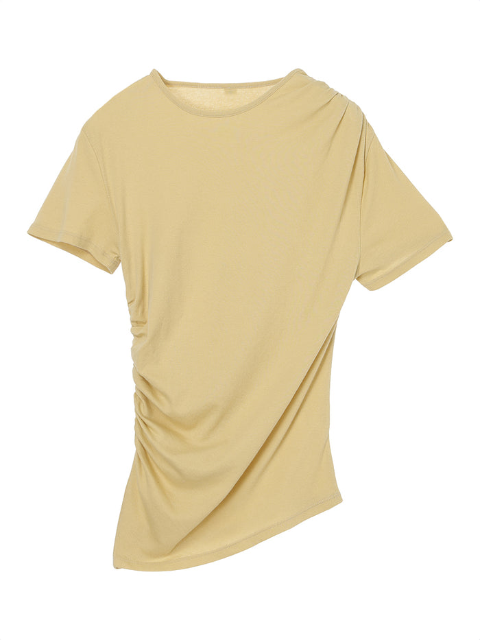 cotton/cashmere asymmetry  gatherT-shirt