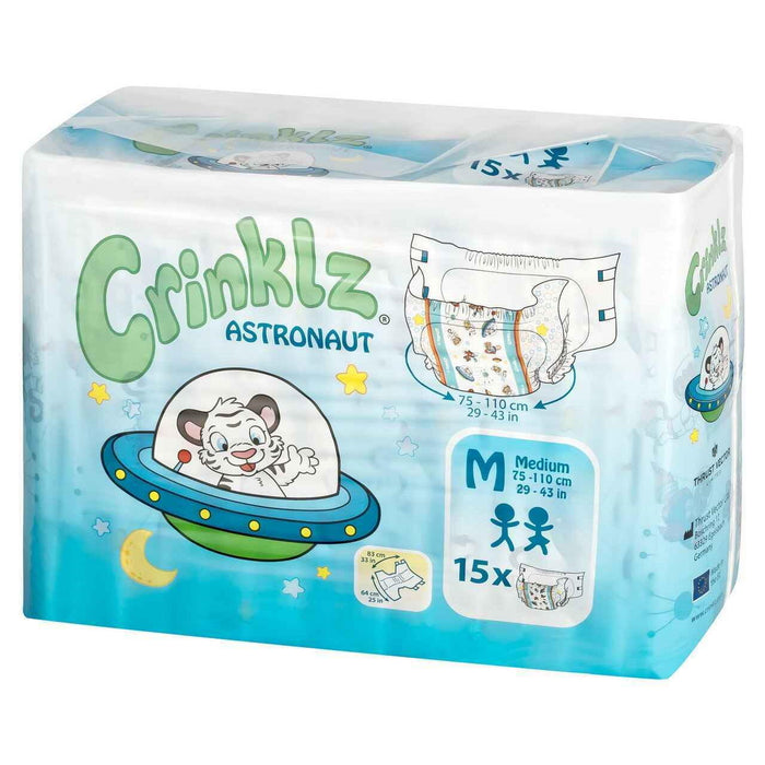 Crinklz Printed Adult Diapers w/ Plastic Backing, Astronaut Print - 60300-Pack - LL Medico
