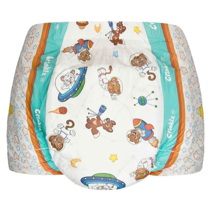 Crinklz Printed Adult Diapers w/ Plastic Backing, Astronaut Print - 60300-Pack - LL Medico