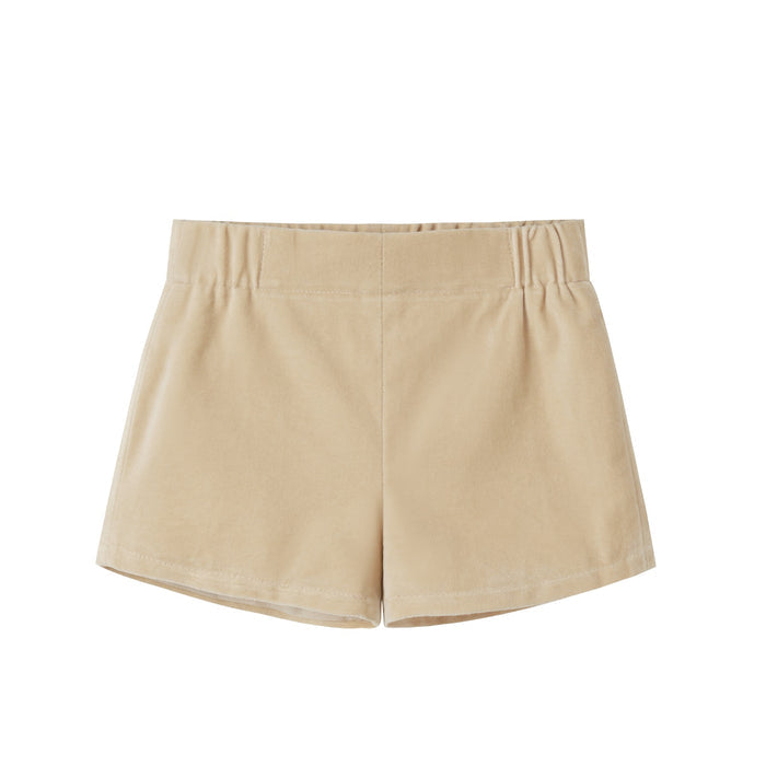 Crushed Velour Tan Shorts