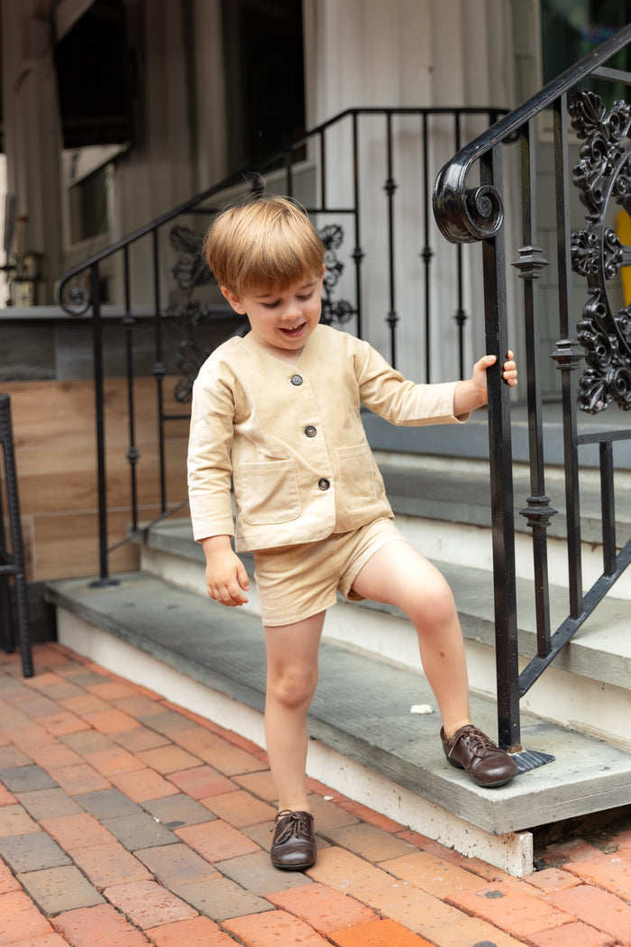 Crushed Velour Tan Shorts