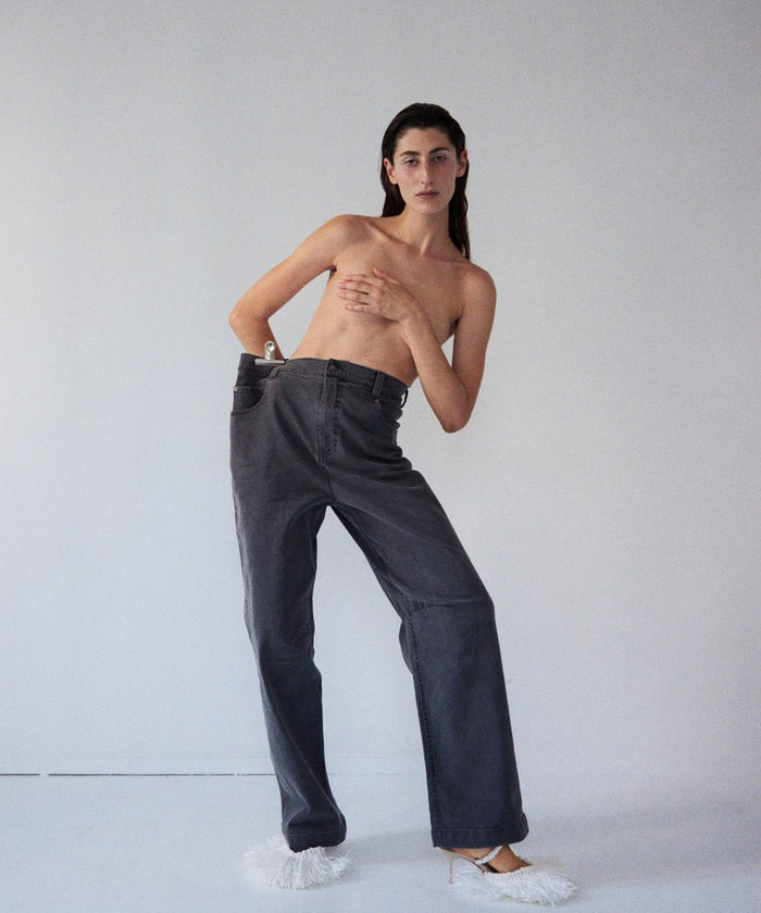 denim high waist long pants_2