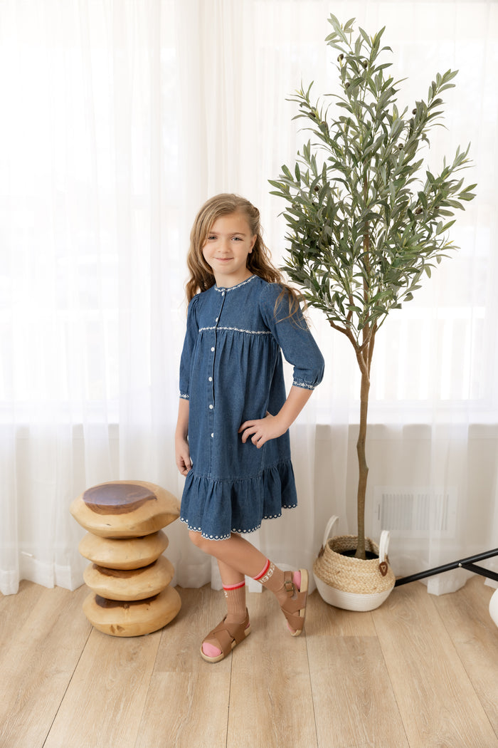 Denim Trimmed Dress