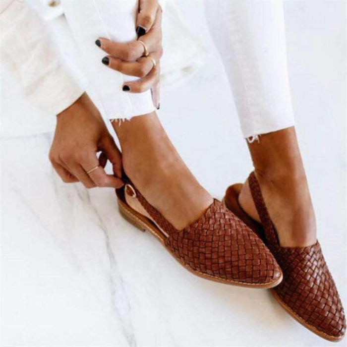 Donna™ | Elegant Woven Vegan Leather Ballerinas